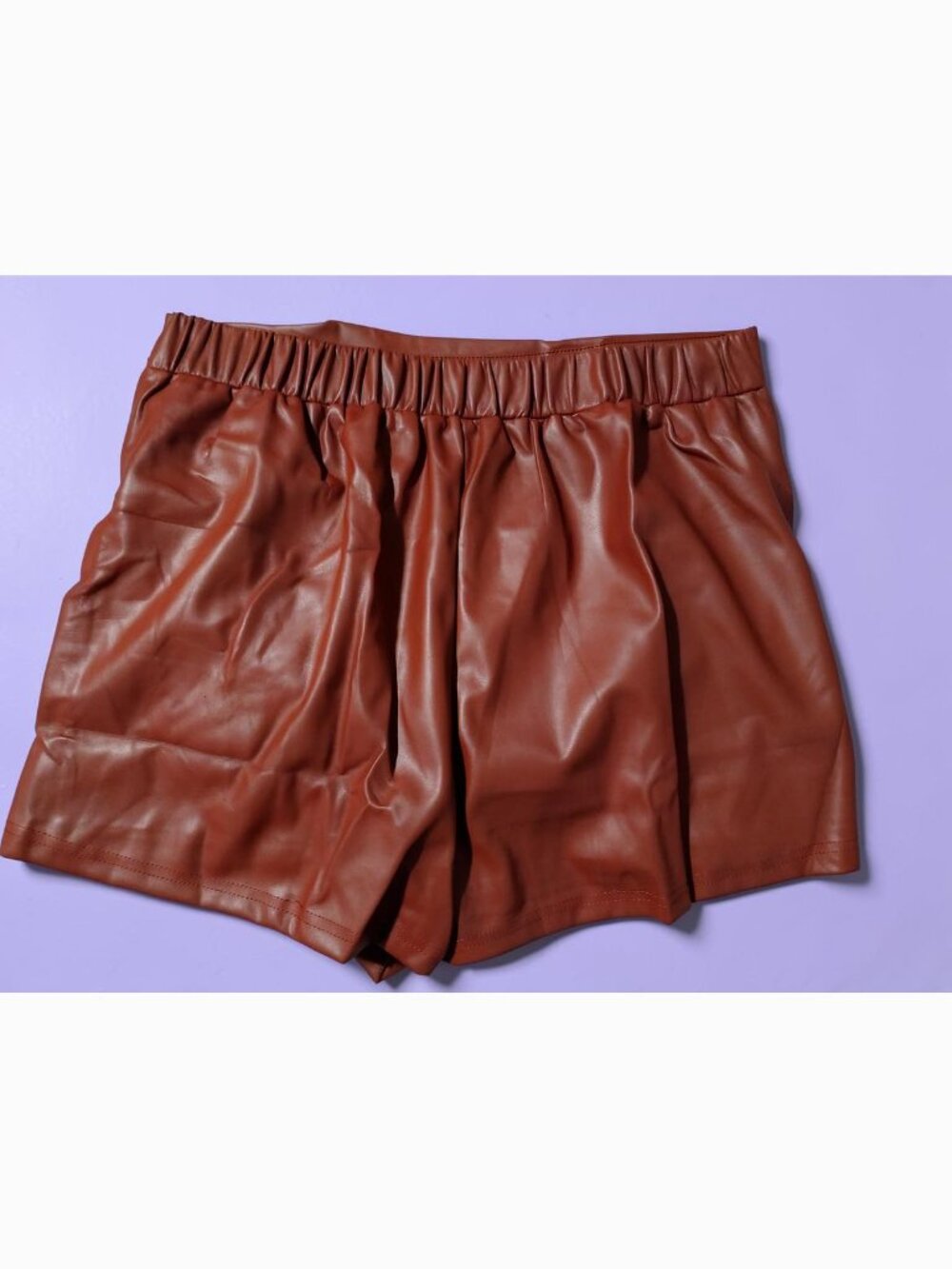 Faux Leather Ruched Asymmetrical Mini Skort - Picture 6 of 7